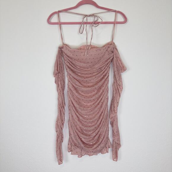 NEW House of CB Estella Soft Pink Crystallised Dress Size Medium - Picture 3 of 7